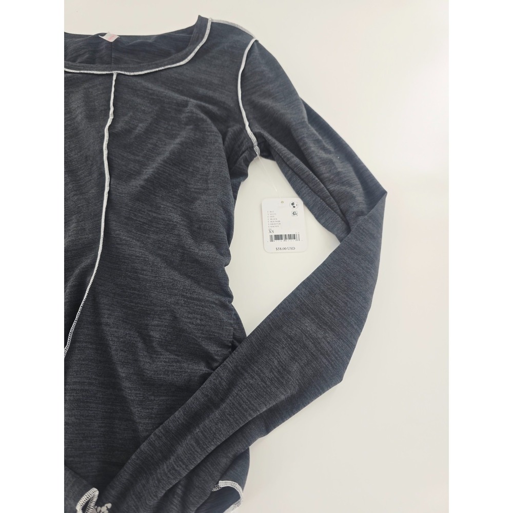 Free People FP Movement Right On Run Long Sleeve Shirt Black Size XSmall XS - Picture 3 of 8